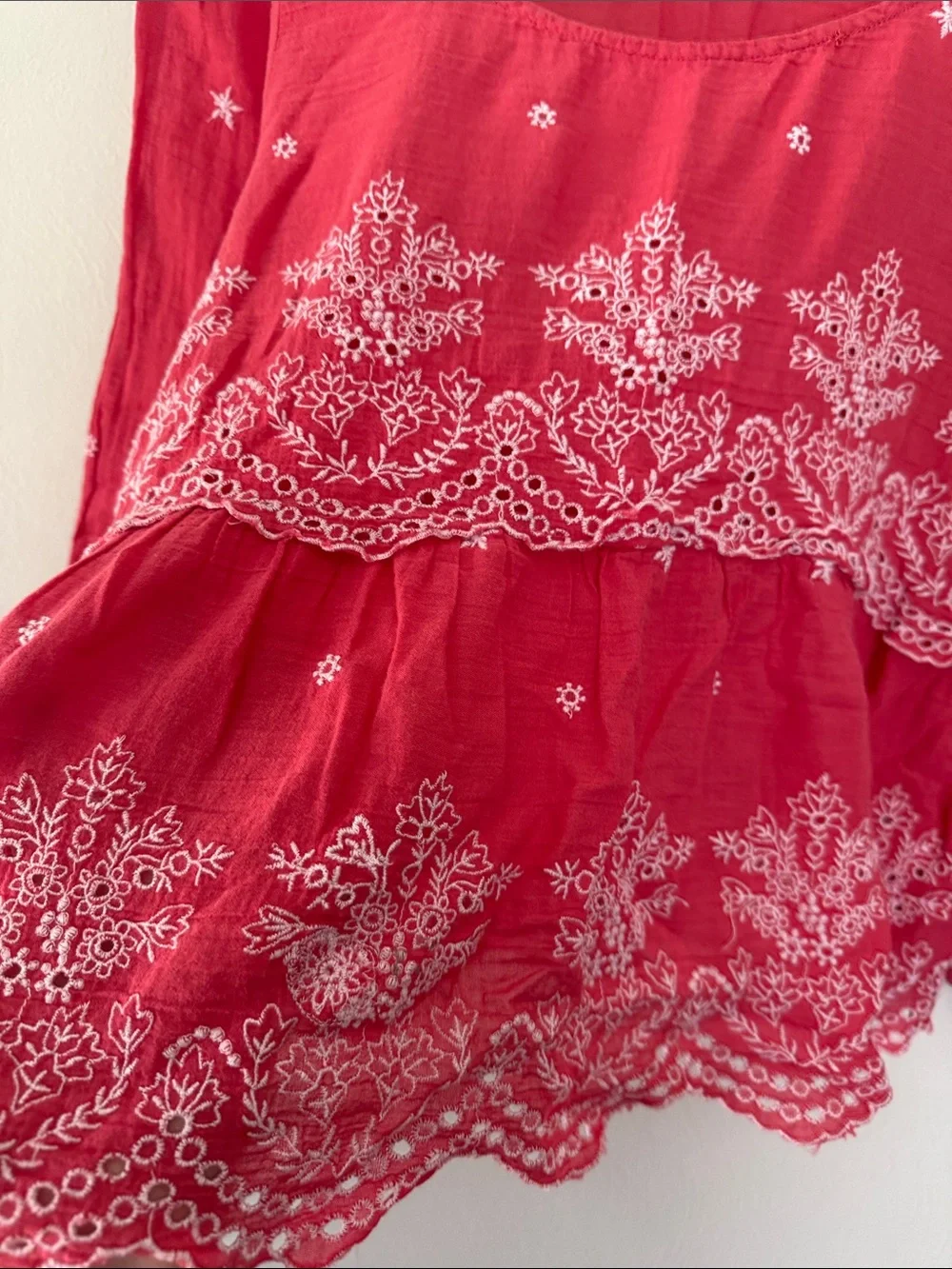 American Eagle Outfitters Red Embroidered Peasant Top medium - Picture 4 of 6